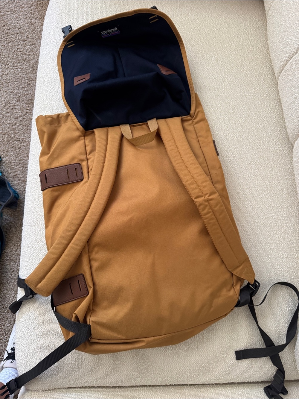 Patagonia Mustard Brown and Navy Roll-Top Pack - Picture 5 of 8